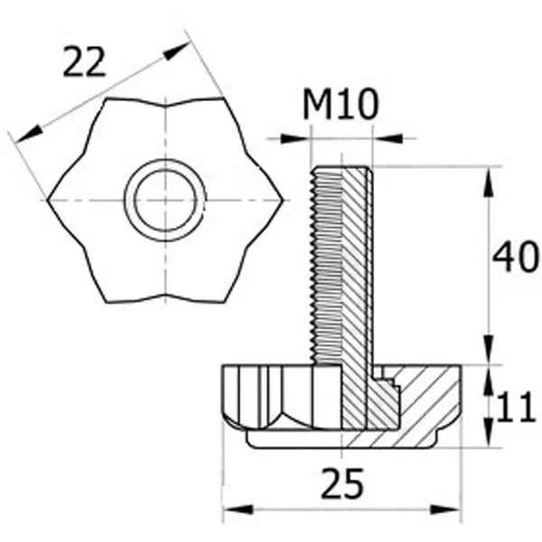 Резьбовая опора 22М10-40