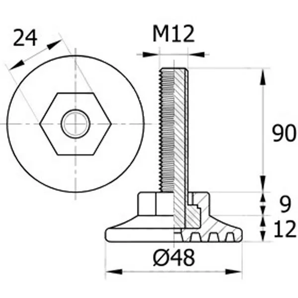 Резьбовая опора 48М12-90