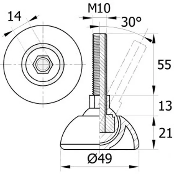 Резьбовая опора 49М10-55
