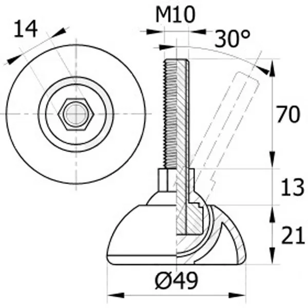 Резьбовая опора 49М10-80