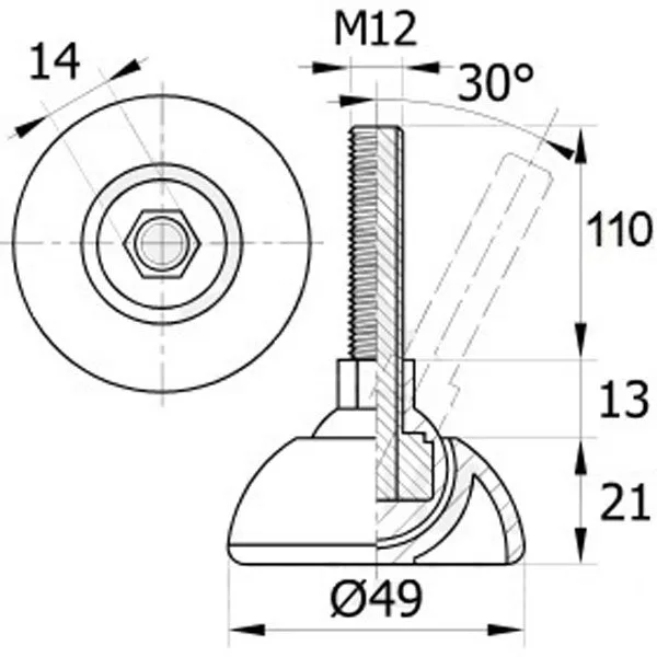 Резьбовая опора 49М12-110
