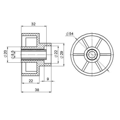 Колесо ступенчатое 54, большое №3, с втулкой